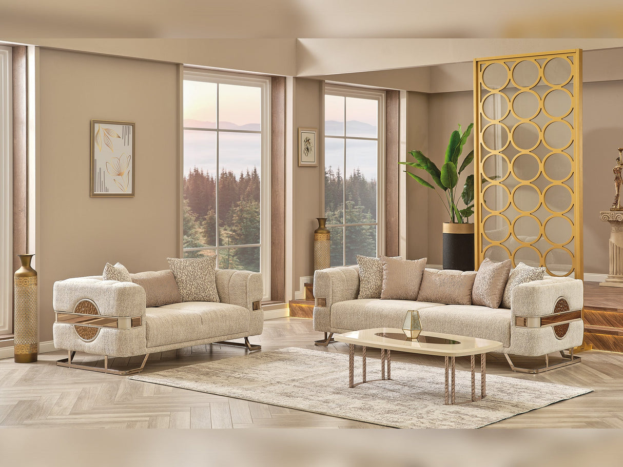 Nova Stationary Sofa in Cream from Furnia - Luna Furniture