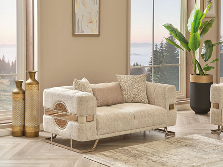 Nova 3-pieces (Sofa & Loveseat & Chair) Livingroom Set in Cream from Furnia - Luna Furniture