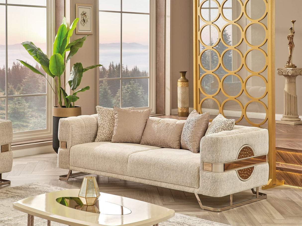 Nova Stationary Sofa in Cream from Furnia - Luna Furniture