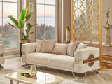 Nova Stationary Sofa in Cream from Furnia - Luna Furniture