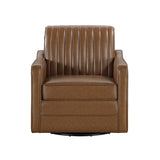 November Brown Leather Channel Back Swivel Chair from Homelegance - Luna Furniture