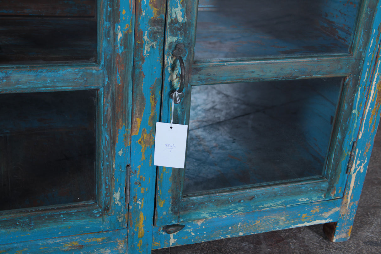 Blue Teak Sideboard With 3 Glass Doors from Home Trends & Design - Luna Furniture
