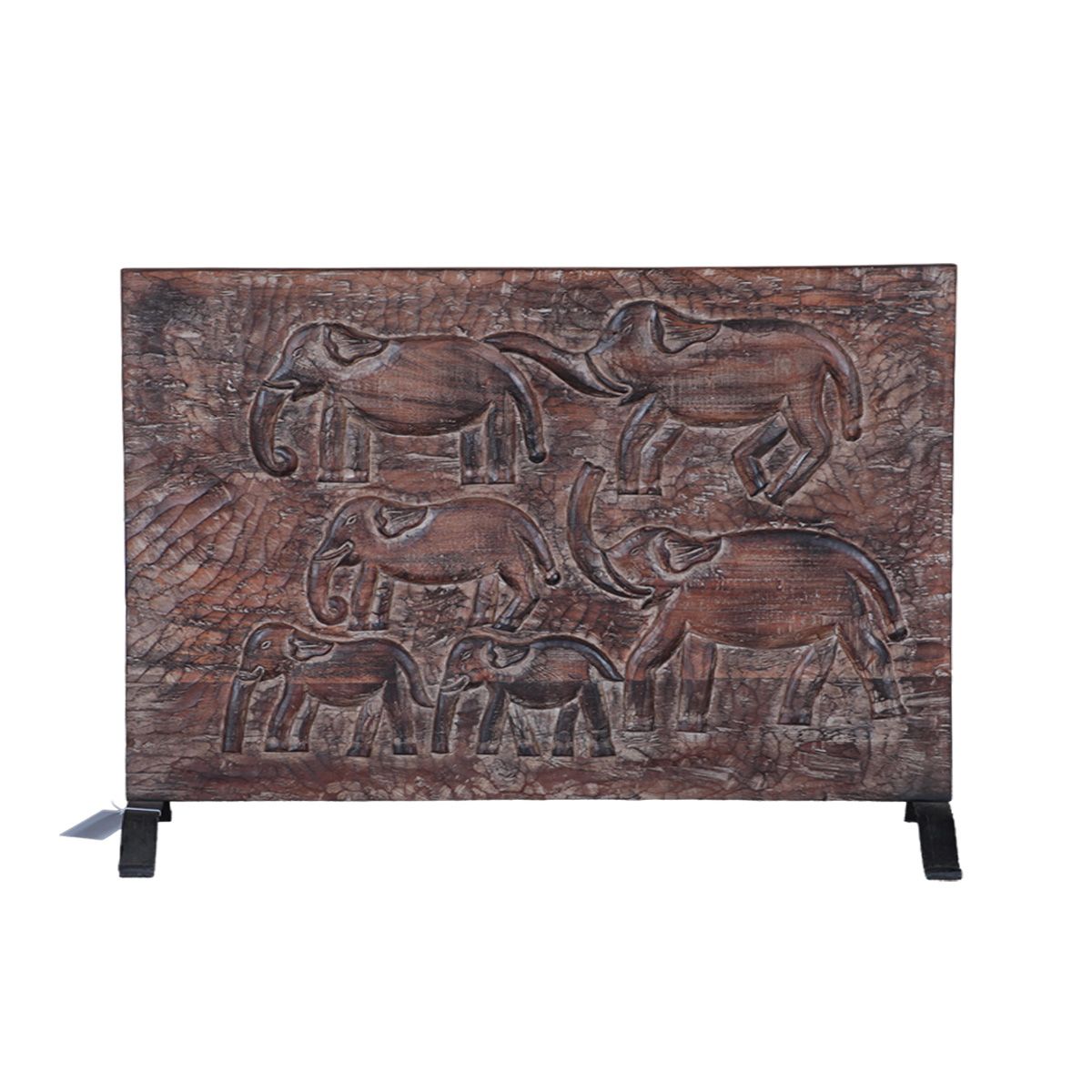 Carved Wood Panel on Iron Stand from Home Trends & Design - Luna Furniture