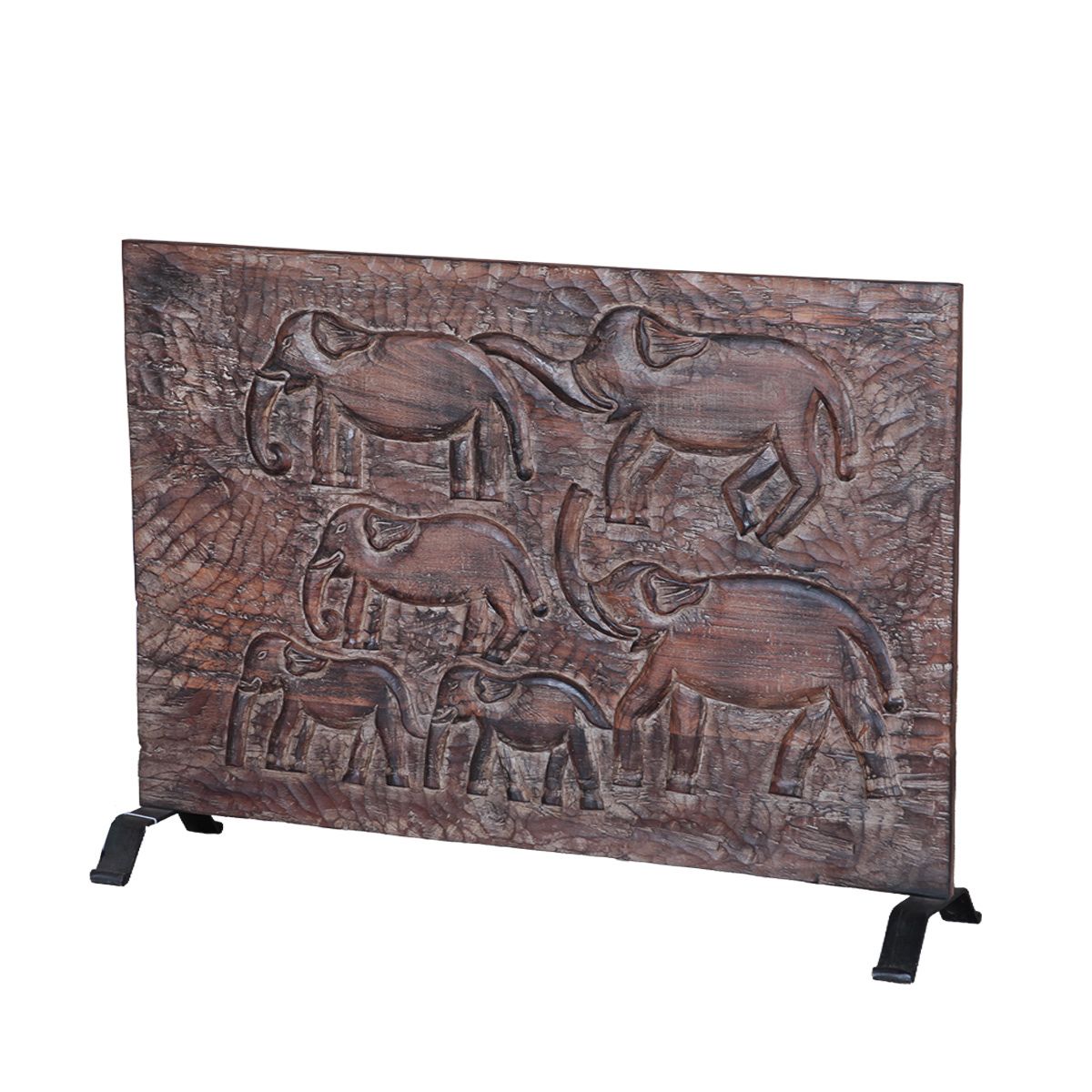 Carved Wood Panel on Iron Stand from Home Trends & Design - Luna Furniture