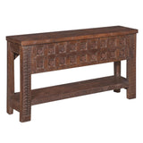 Wood Console Table with Hand Carved Panel from Home Trends & Design - Luna Furniture