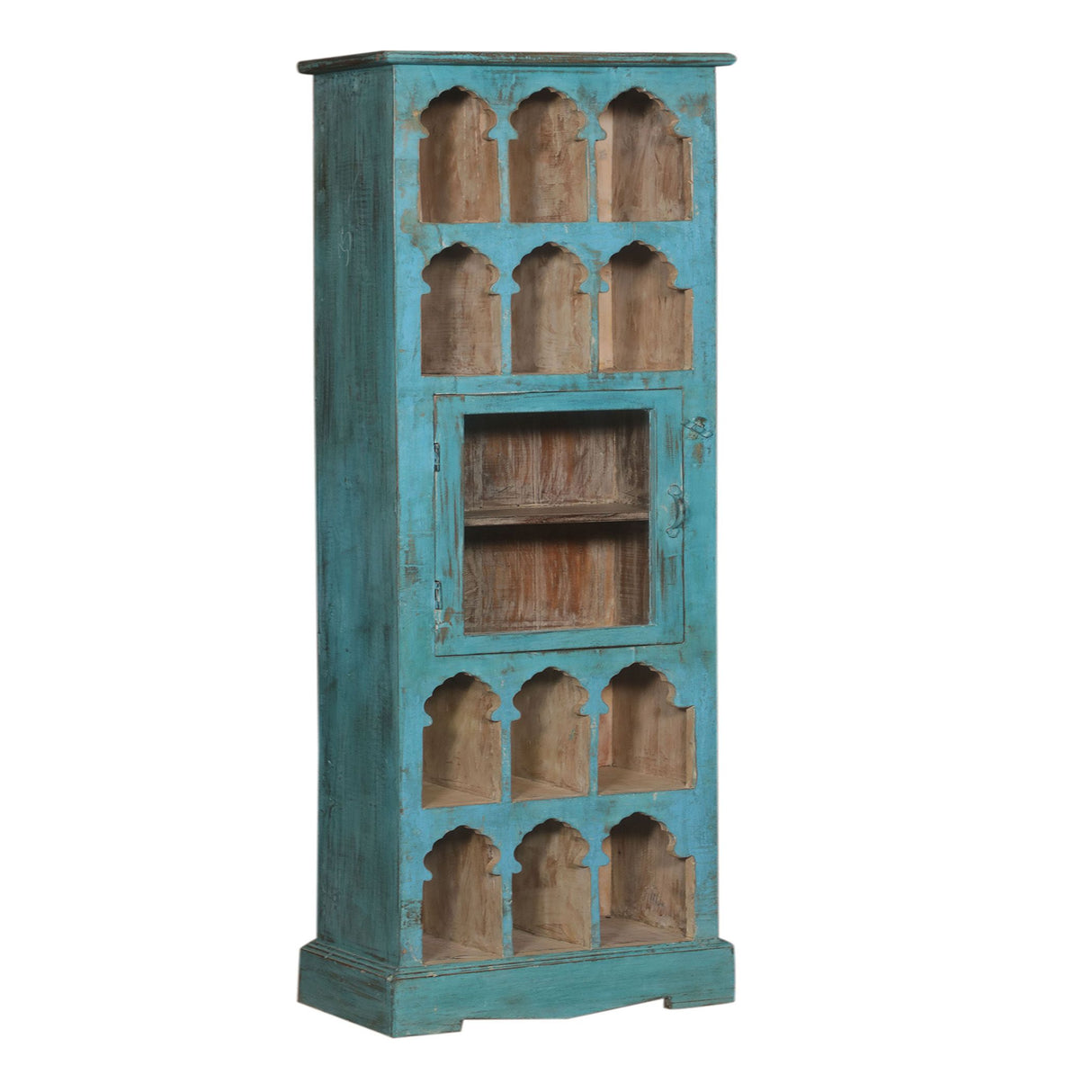 Hand Carved Wood Storage Cabinet with Glass Door from Home Trends & Design - Luna Furniture