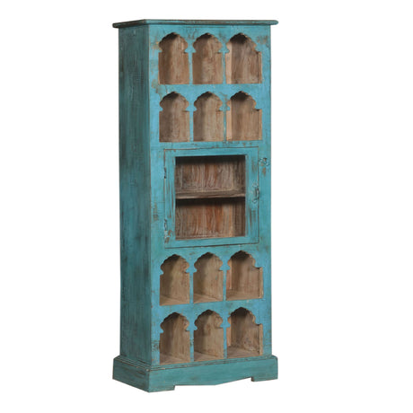 Hand Carved Wood Storage Cabinet with Glass Door from Home Trends & Design - Luna Furniture