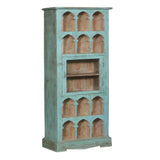 Hand Carved Wood Storage Cabinet with Glass Door from Home Trends & Design - Luna Furniture