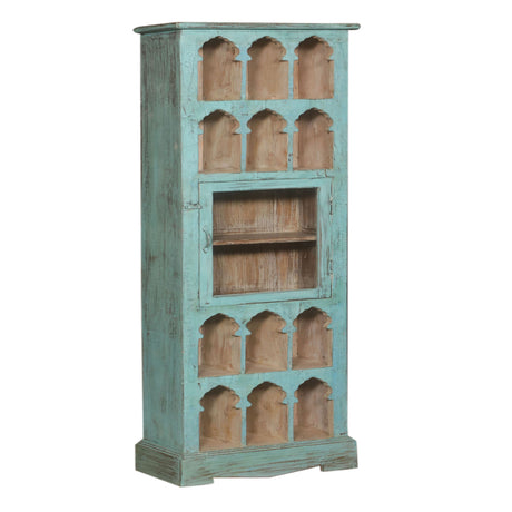 Hand Carved Wood Storage Cabinet with Glass Door from Home Trends & Design - Luna Furniture