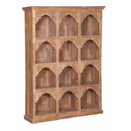Wooden Display Cabinet with Hand Carved Shelves from Home Trends & Design - Luna Furniture