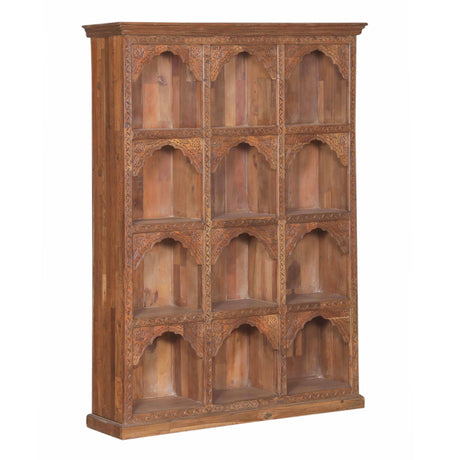 Wooden Display Cabinet with Hand Carved Shelves from Home Trends & Design - Luna Furniture