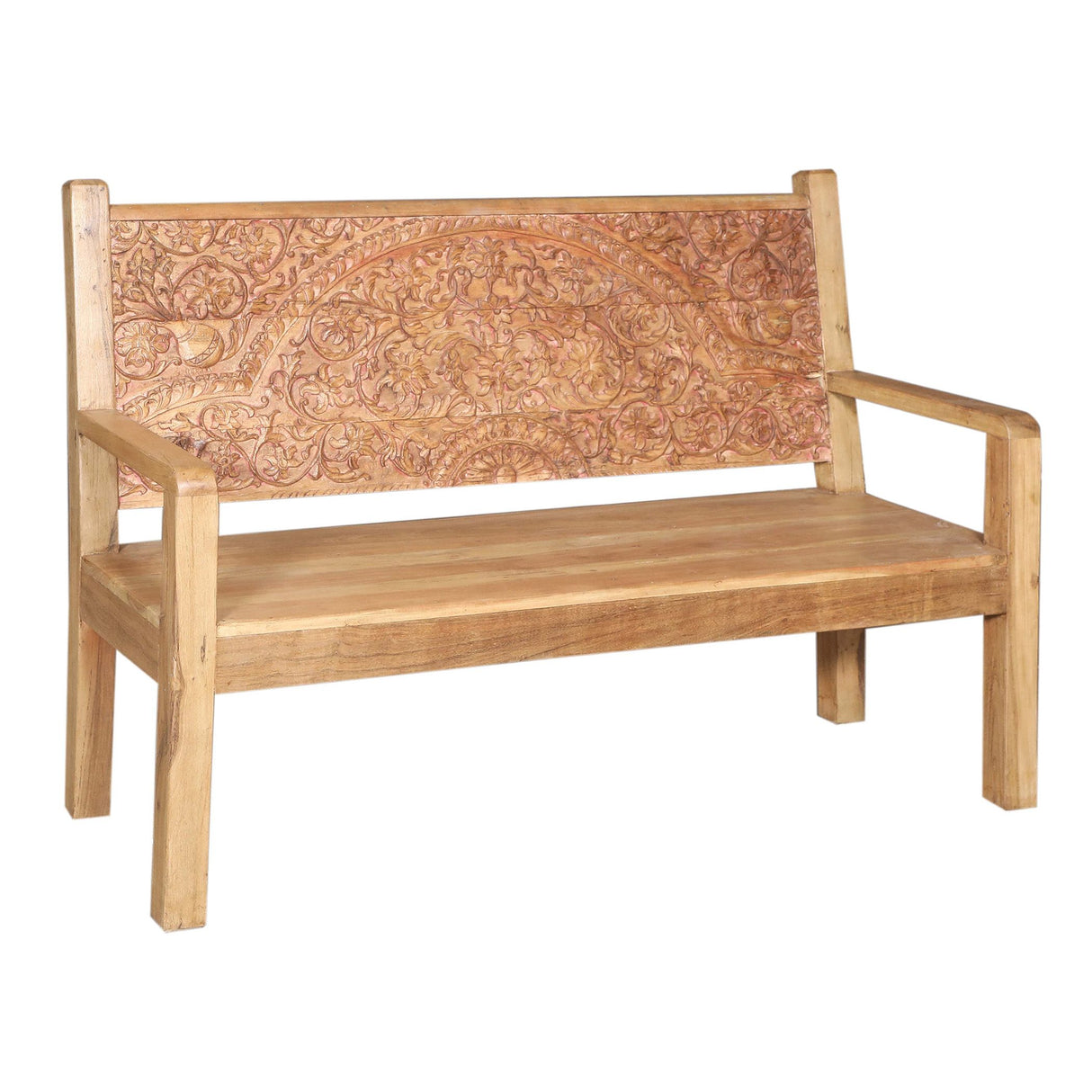 Wooden Bench with Hand Carved Back from Home Trends & Design - Luna Furniture