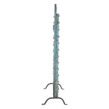 Finely Carved Wood Shekhawati Door with Block Design on Iron Stand