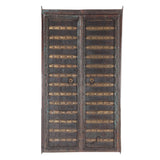 Finely Carved Large Wood Shekhawati Main Entry Door with Brass Fittings
