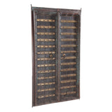 Finely Carved Large Wood Shekhawati Main Entry Door with Brass Fittings