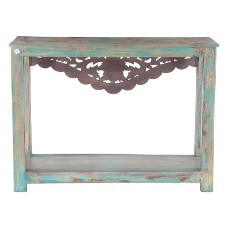 Hand Carved Wood Console Table with Bottom Shelf from Home Trends & Design - Luna Furniture