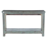 Hand Carved Wood Console Table with Bottom Shelf