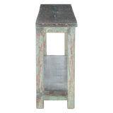 Hand Carved Wood Console Table with Bottom Shelf