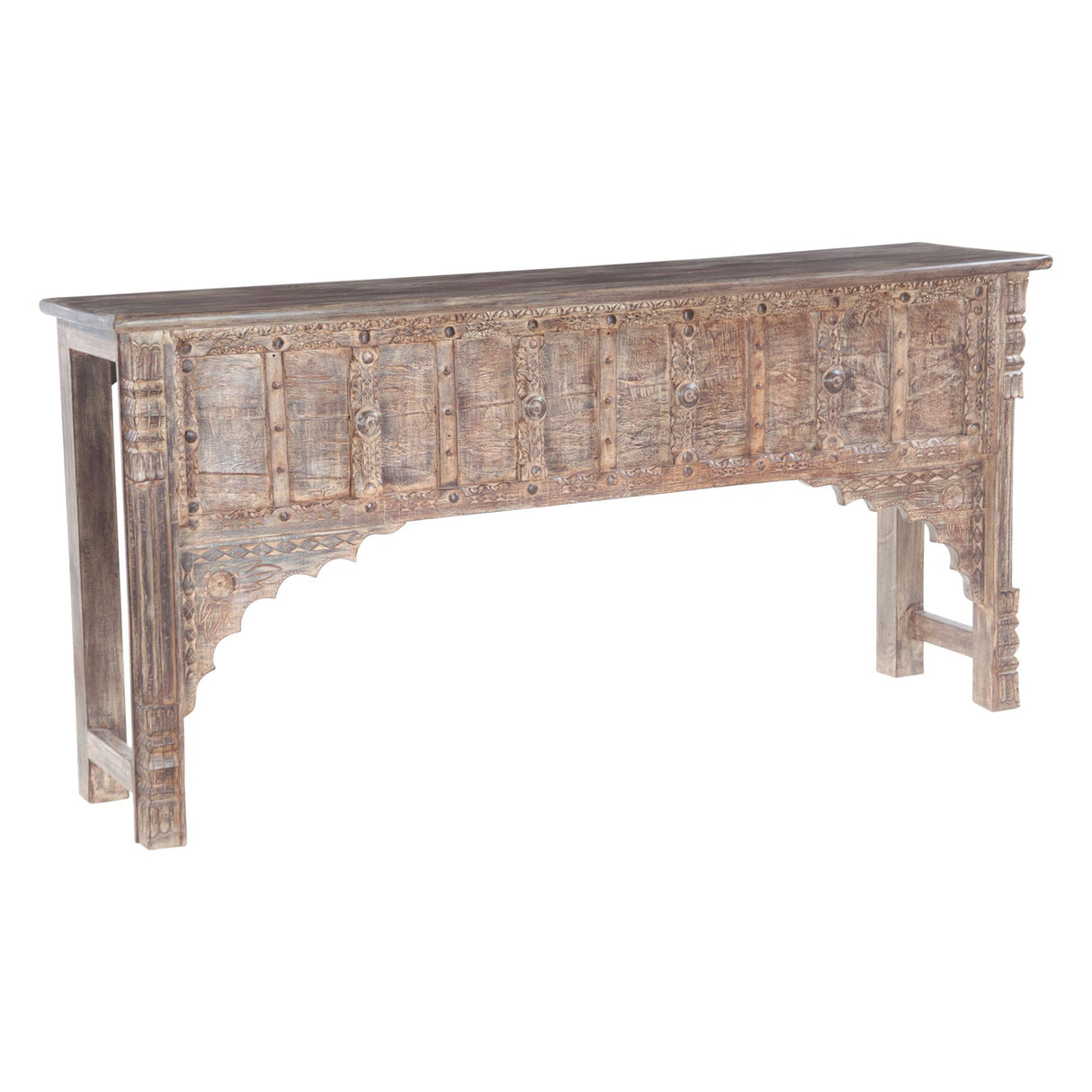Hand Carved Wood Door Console Table