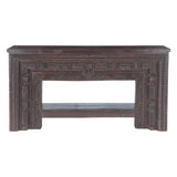 Large Finely Carved Wood Console Table with Bottom Shelf