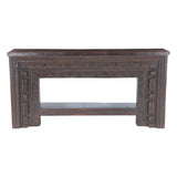 Large Finely Carved Wood Console Table with Bottom Shelf