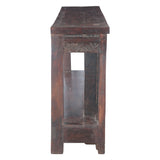 Large Finely Carved Wood Console Table with Bottom Shelf