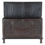 Finely Carved Wood Console Table with Built In Storage