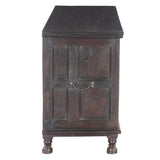 Finely Carved Wood Console Table with Built In Storage