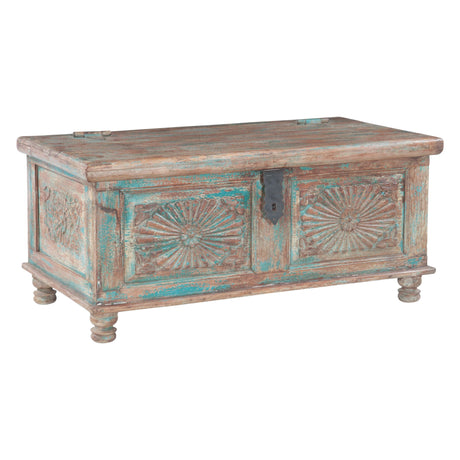 Hand Carved Wood Coffee Table with Built In Storage from Home Trends & Design - Luna Furniture