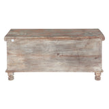 Hand Carved Wood Coffee Table with Built In Storage