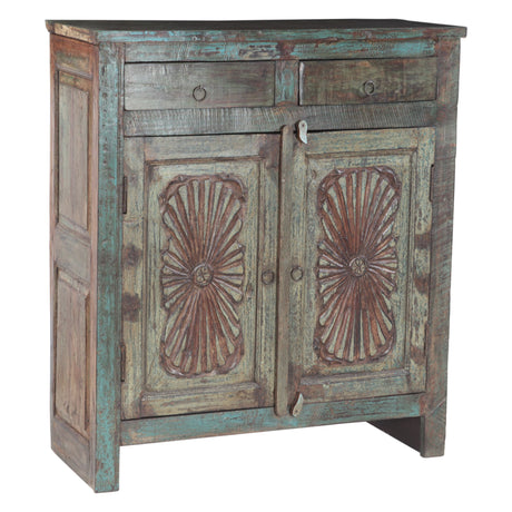 Hand Carved Wood Cabinet with Two Drawers and Two Doors from Home Trends & Design - Luna Furniture
