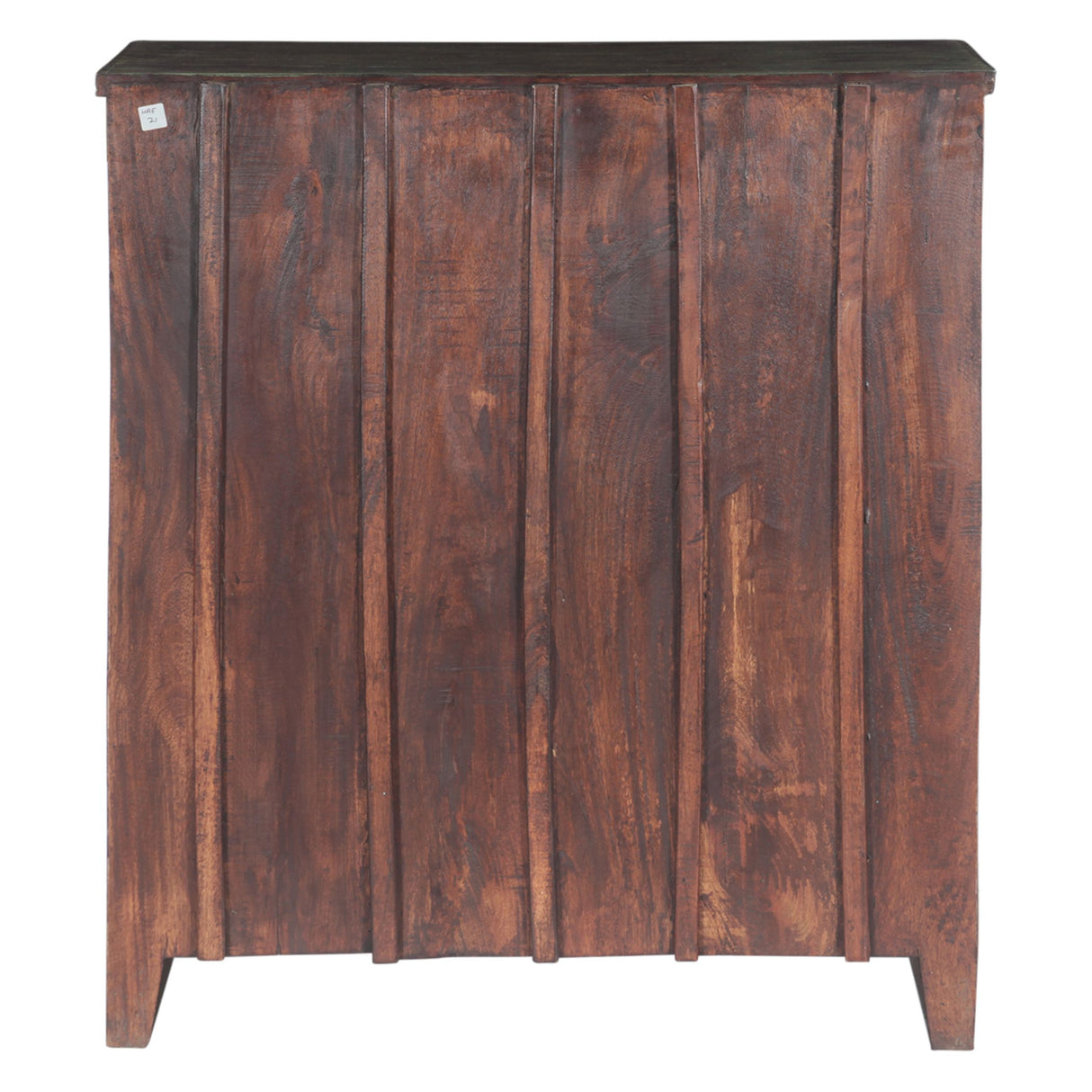 Hand Carved Wood Cabinet with Two Drawers and Two Doors