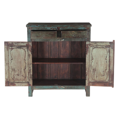 Hand Carved Wood Cabinet with Two Drawers and Two Doors from Home Trends & Design - Luna Furniture