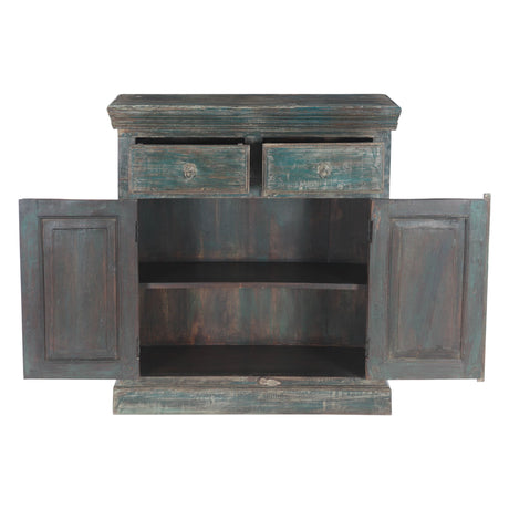 Hand Carved Wood Cabinet with Two Drawers and Two Doors from Home Trends & Design - Luna Furniture