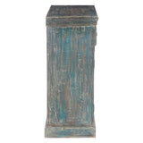 Hand Carved Wood Cabinet with Two Drawers and Two Doors