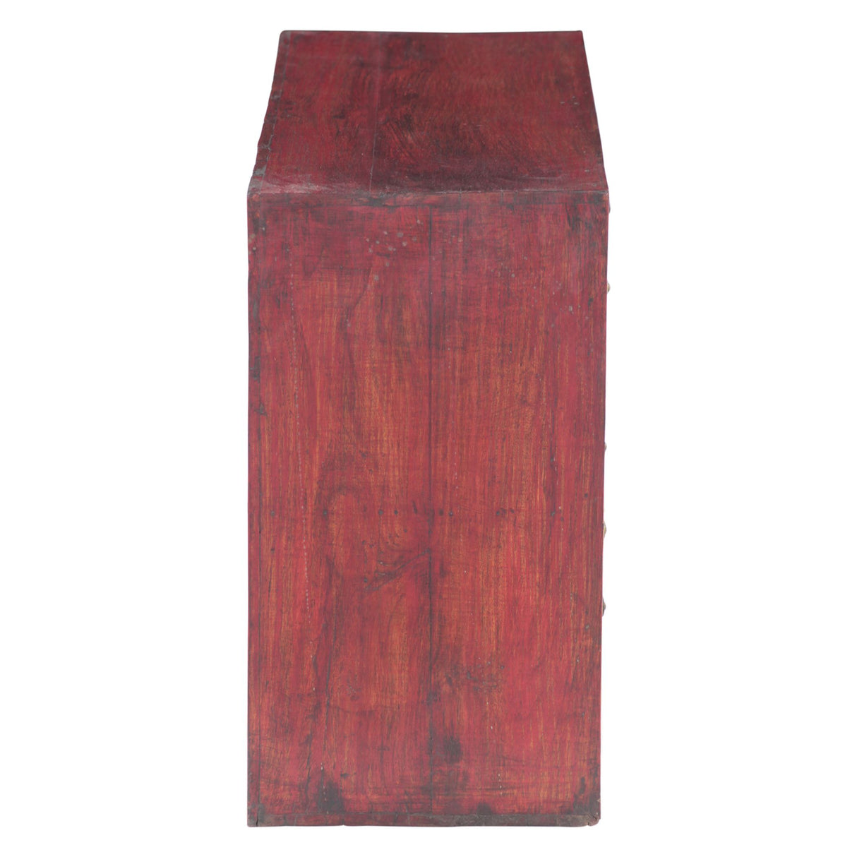 Small Hand Carved Wood Four Door Cabinet with Brass Fittings