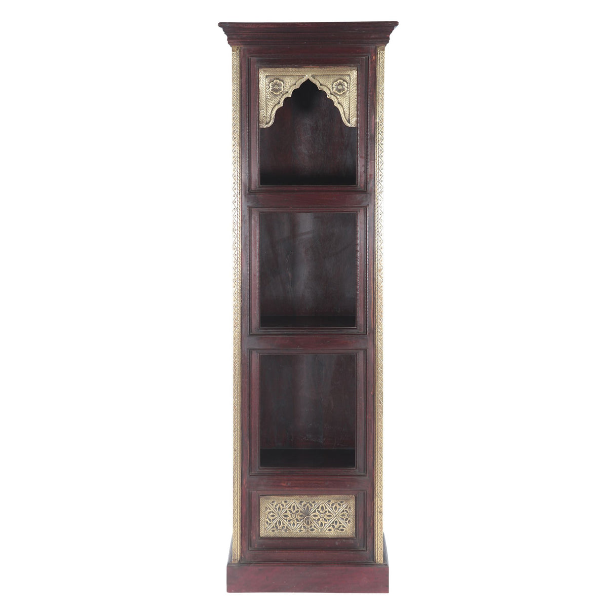 Wood Bookshelf with Brass Fittings
