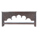 Finely Carved Large Wood Arch Console Table with Bottom Shelf