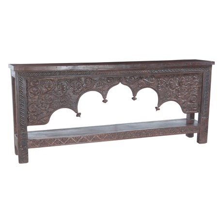 Finely Carved Large Wood Arch Console Table with Bottom Shelf from Home Trends & Design - Luna Furniture