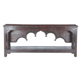 Finely Carved Large Wood Arch Console Table with Bottom Shelf