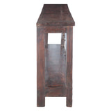 Finely Carved Large Wood Arch Console Table with Bottom Shelf