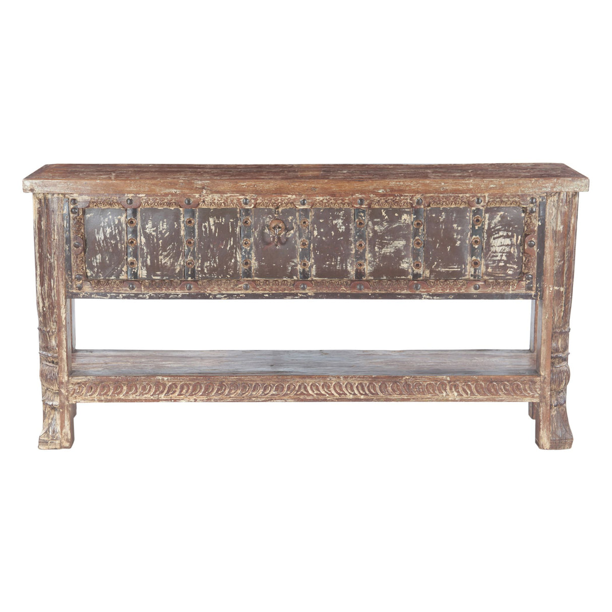 Wood Door Console Table with Bottom Shelf