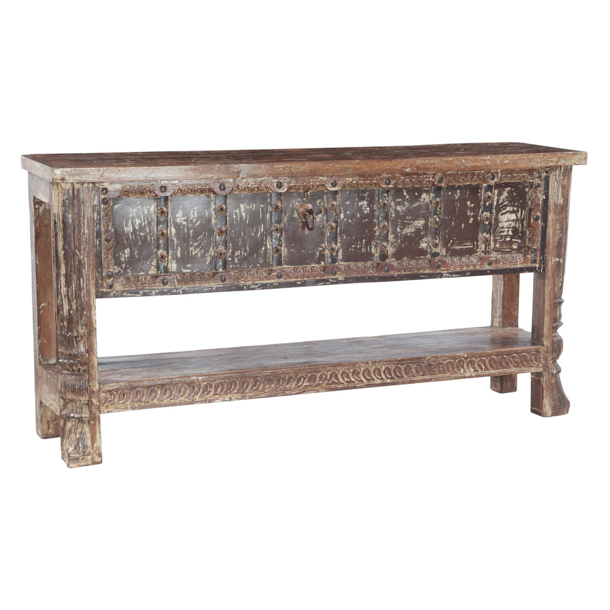Wood Door Console Table with Bottom Shelf