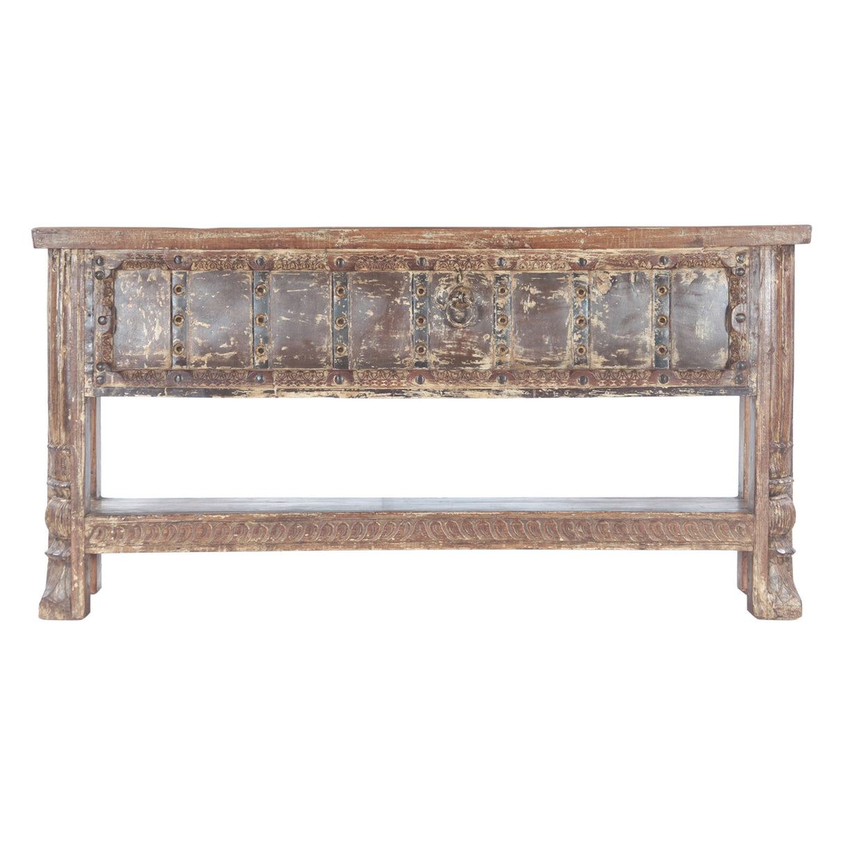 Wood Door Console Table with Bottom Shelf