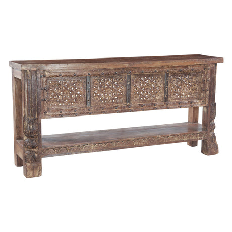 Hand Carved Wood Door Console Table with Bottom Shelf from Home Trends & Design - Luna Furniture