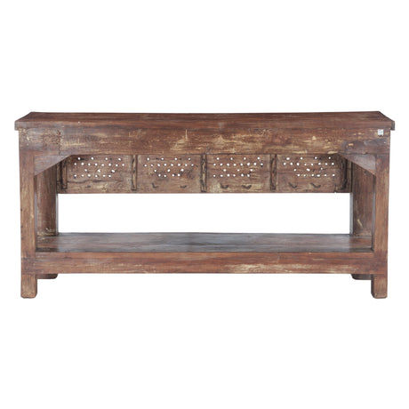 Hand Carved Wood Door Console Table with Bottom Shelf from Home Trends & Design - Luna Furniture