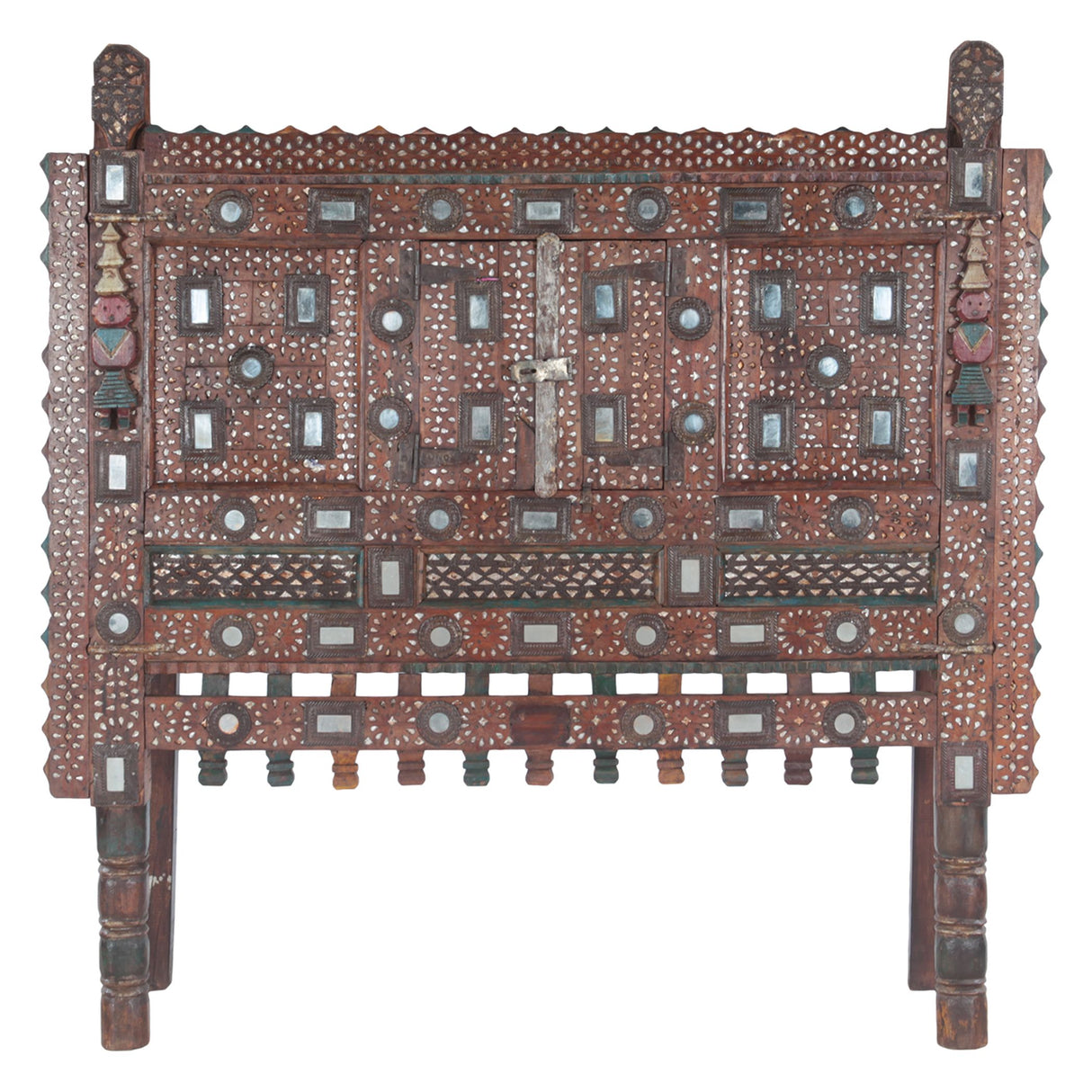 Finely Carved Large Wood Damchiya Chest