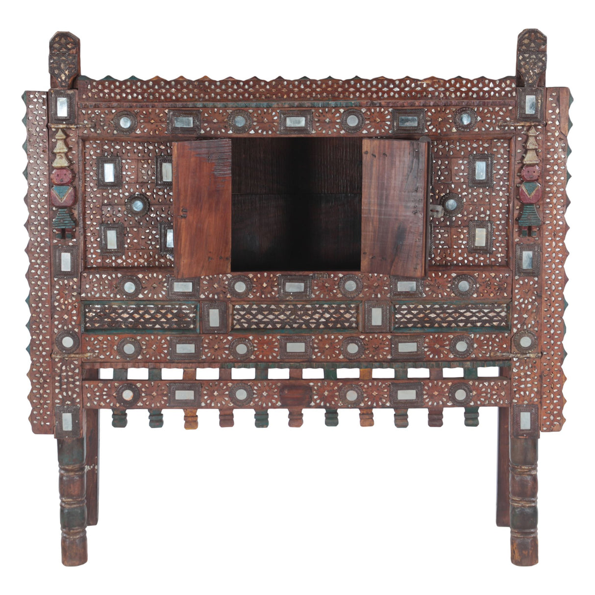 Finely Carved Large Wood Damchiya Chest