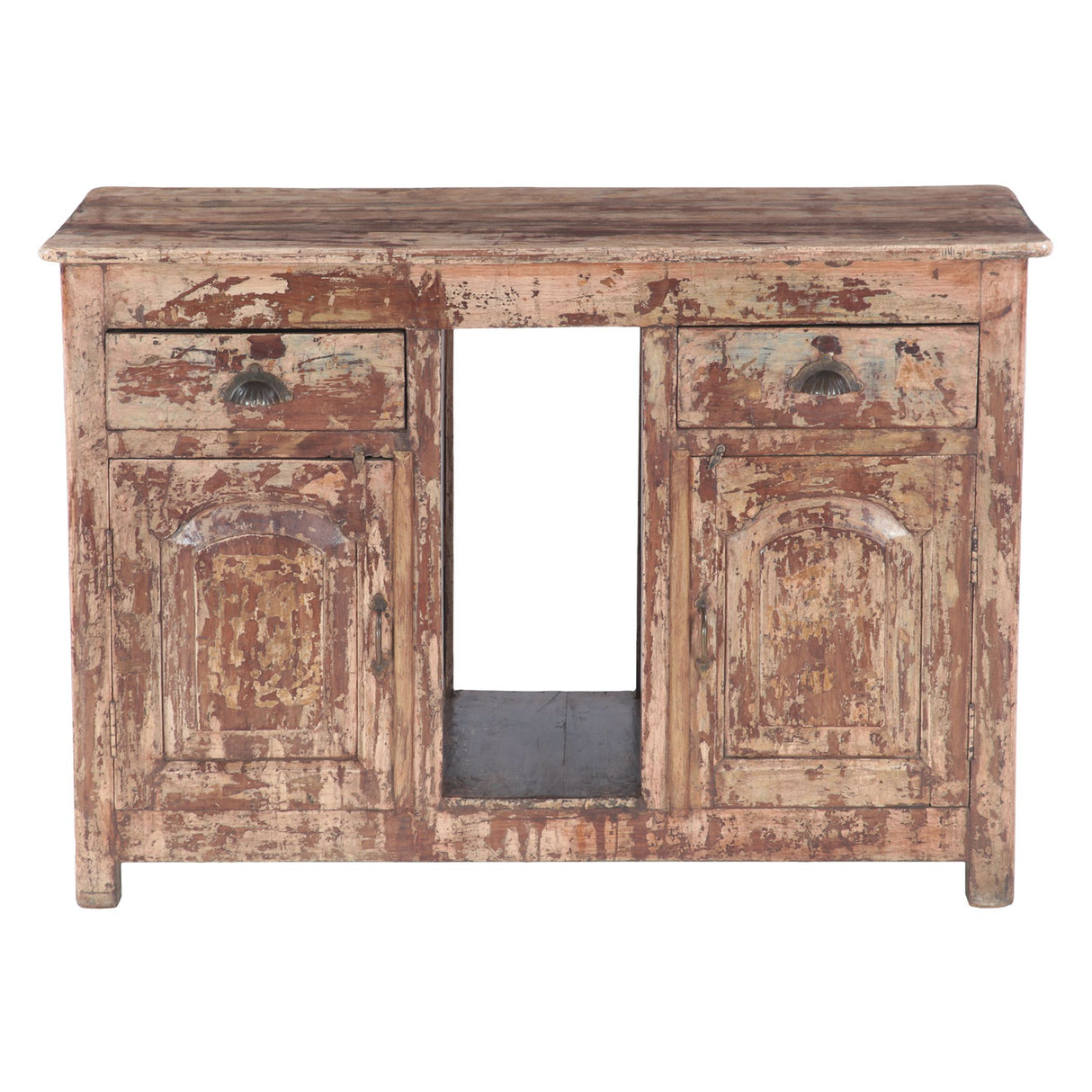 Colorful Wooden Writing Desk with Two Drawers and Two Doors