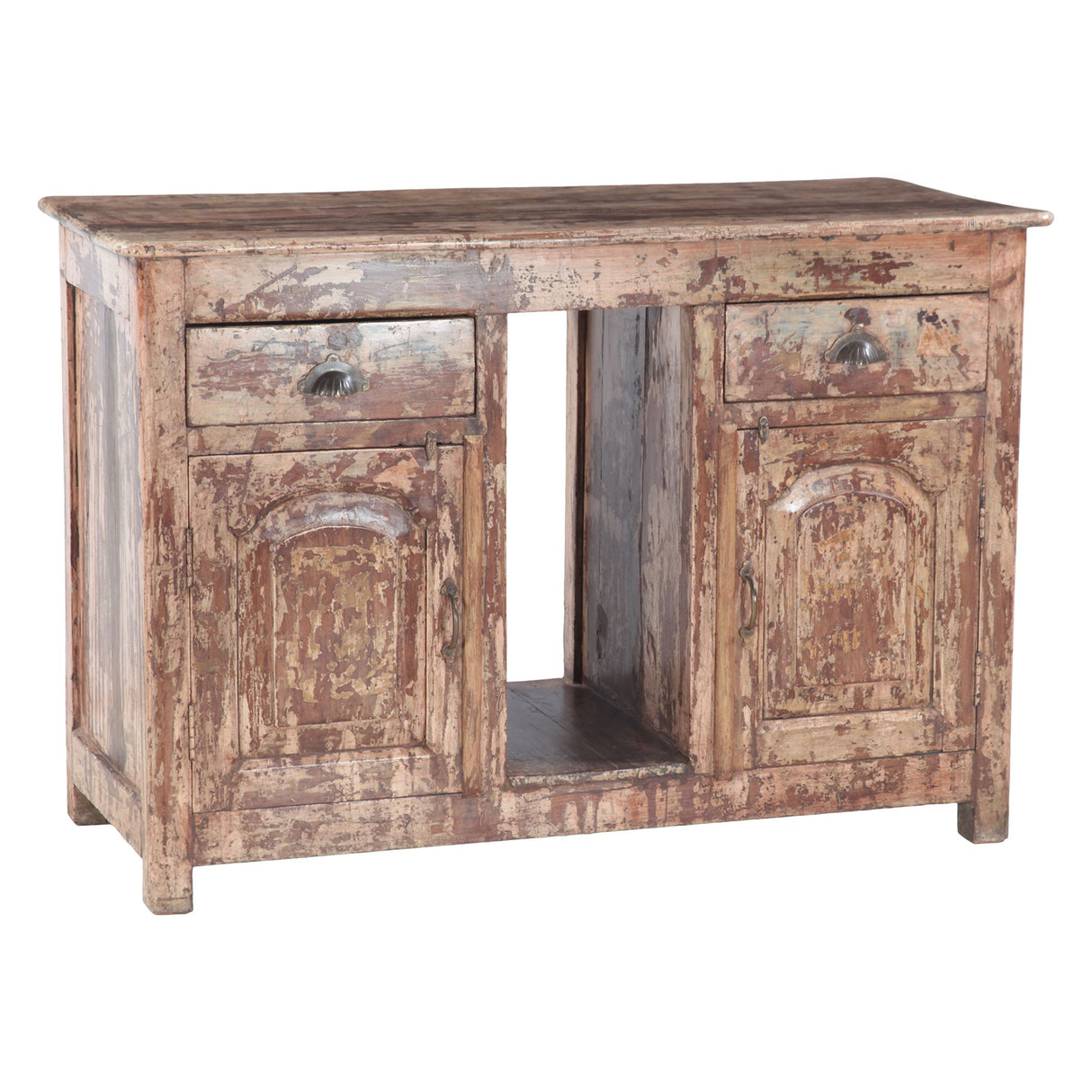 Colorful Wooden Writing Desk with Two Drawers and Two Doors